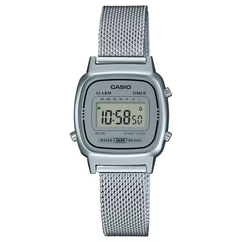 CASIO LA670WEM-7DF naiste digitaalne hõbedatooniga käekell 30.3mm