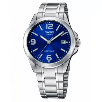CASIO LTP-1215A-2A naiste analoogkvartskell 28mm sinise numbrilaual ja roostevabast terasest käevõruga