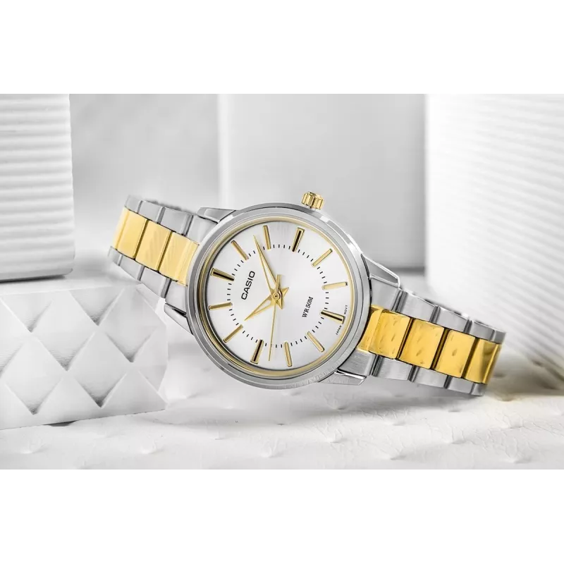 CASIO LTP-1303SG-7AVDF Naiste analoogkvartskell roostevabast terasest käevõru ja kuupäevakuvaga