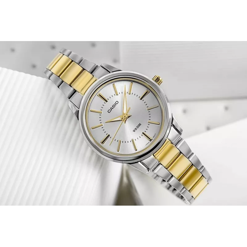CASIO LTP-1303SG-7AVDF Naiste analoogkvartskell roostevabast terasest käevõru ja kuupäevakuvaga