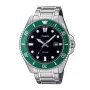 Casio MDV-107D-3AVEF Meeste Analoog Kvartskell Rohelise Sihtnumbri ja Roostevabast Terasest Käevõruga, 200m Veekindlus