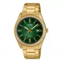 Casio meeste MTP-1302PGC-3AVEF analoogkvartskell, kullatoonist roostevabast terasest käevõru rohelise sihverplaadiga
