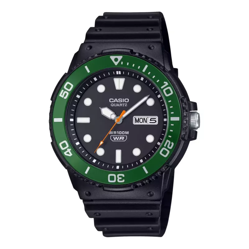 CASIO MRW-230H-1E3 Meeste analoogkvartskell musta numbrilaua ja musta vaigust käevõruga, 47,9 mm korpus