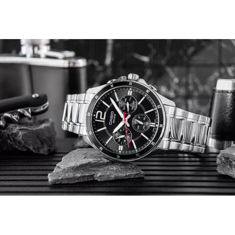 Casio MTP-1374D-1AV meeste analoogkvartskell roostevabast terasest 43,5 mm