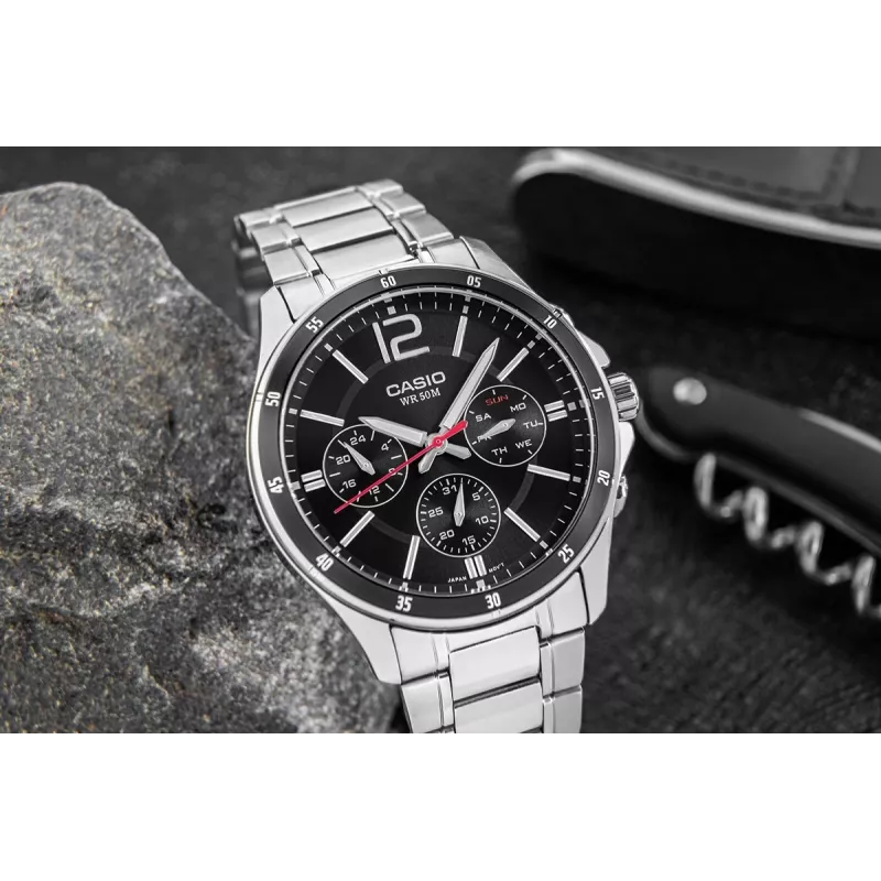 Casio MTP-1374D-1AV meeste analoogkvartskell roostevabast terasest 43,5 mm