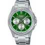 Casio MTP-1375D-3A meeste analoogkvartskell rohelise numbrilaual ja hõbedase roostevaba terasega