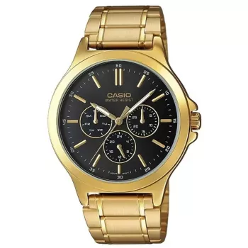 CASIO MTP-V300G-1AUDF meeste analoogkvartskell, 47mm kullatooniga ioonkattega roostevabast terasest korpus, must sihverplaat, kuupäev-nädalapäev