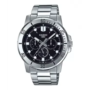 CASIO MTP-VD300D-1E meeste analoogkvartskell roostevabast terasest 45mm musta numbrilaual