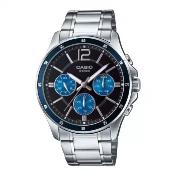 CASIO MTP1374D2AVDF Meeste analoogkvartskell 43,5 mm roostevabast terasest sinise numbrilaual