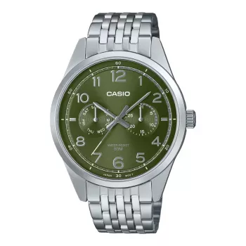 CASIO MTPE340D3AVDF Meeste Analoog Kvartskell 42mm Roostevaba Teras Roheline Siht
