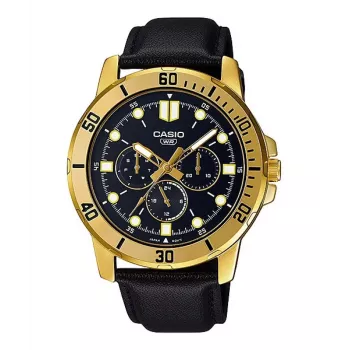 CASIO MTPVD300GL1EU meeste analoogkvartskell 45mm kullatooniga roostevabast terasest must nahk