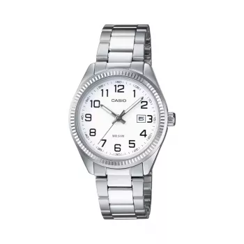 CASIO naiste LTP1302PD7BVE analoogkvartskell, 34,5 mm roostevabast terasest korpus, hõbedane sihverplaat, kuupäeva kuvamine