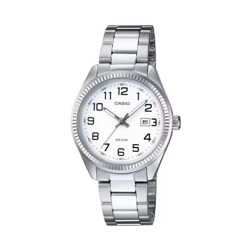 CASIO naiste LTP1302PD7BVE analoogkvartskell, 34,5 mm roostevabast terasest korpus, hõbedane sihverplaat, kuupäeva kuvamine