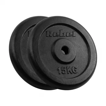 Malmist raskuskomplekt 2x15kg, ava 31mm, klassikaline ketas, REBEL ACTIVE