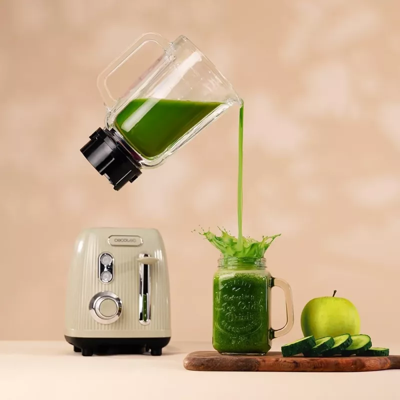Cecotec Blender Power Black Titanium RetroGreen, 1200 W, 1.5 L klaasist kann, roheline