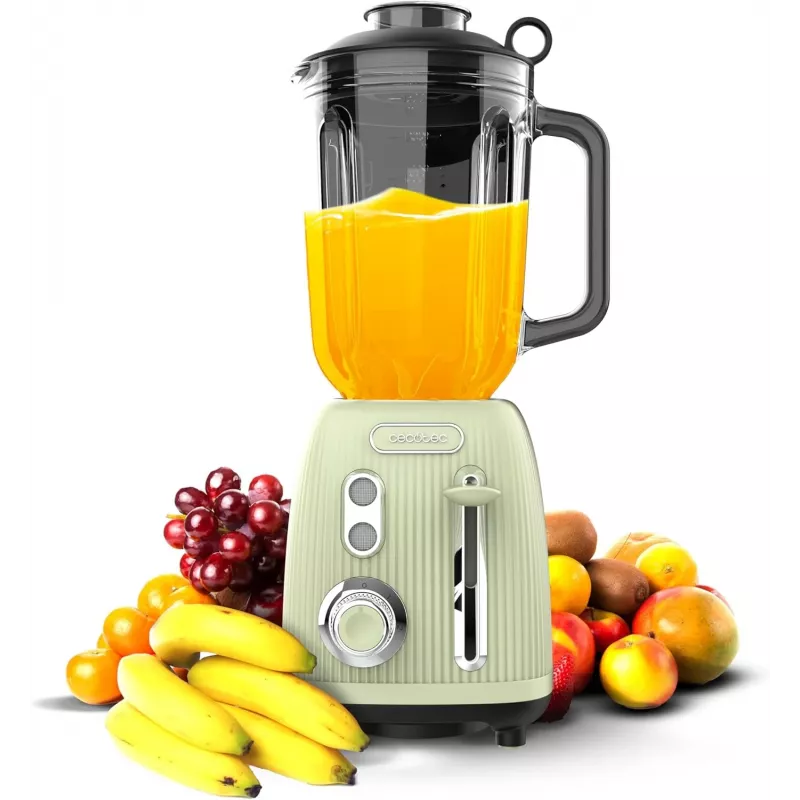 Cecotec Blender Power Black Titanium RetroGreen, 1200 W, 1.5 L klaasist kann, roheline