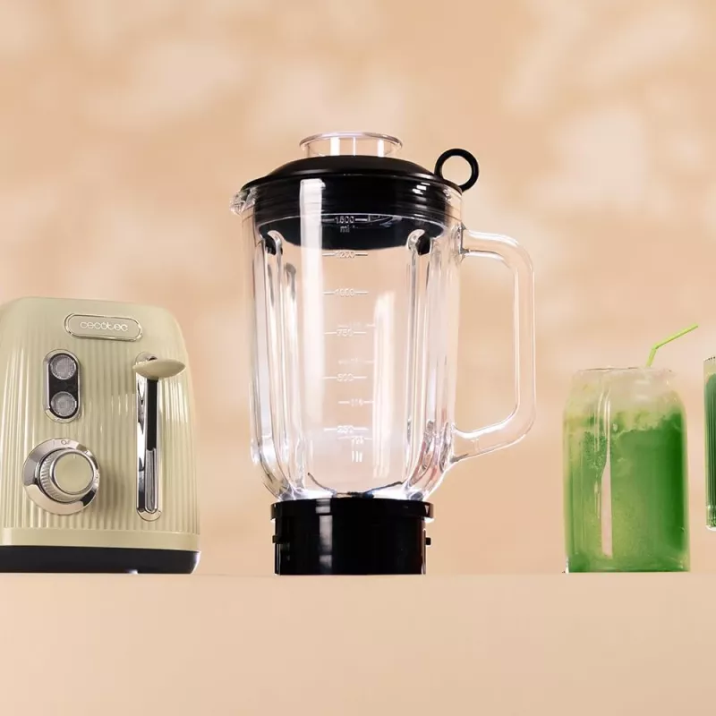 Cecotec Blender Power Black Titanium RetroGreen, 1200 W, 1.5 L klaasist kann, roheline