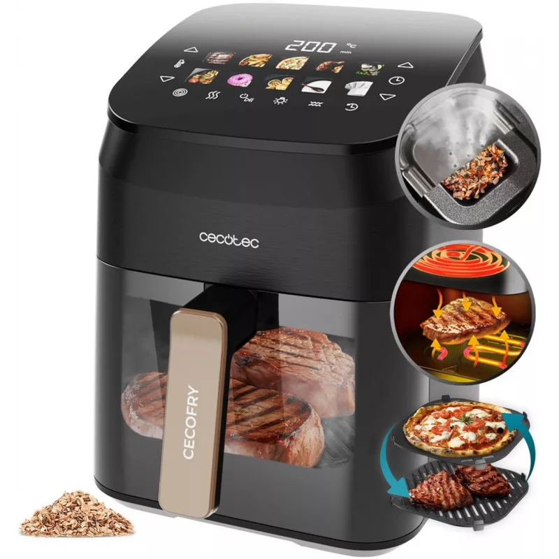 Cecotec Cecofry&Grill Smokin' 4500 õhufritüür koos grilli ja suitsutiga, 4,5 L, 1700 W, must