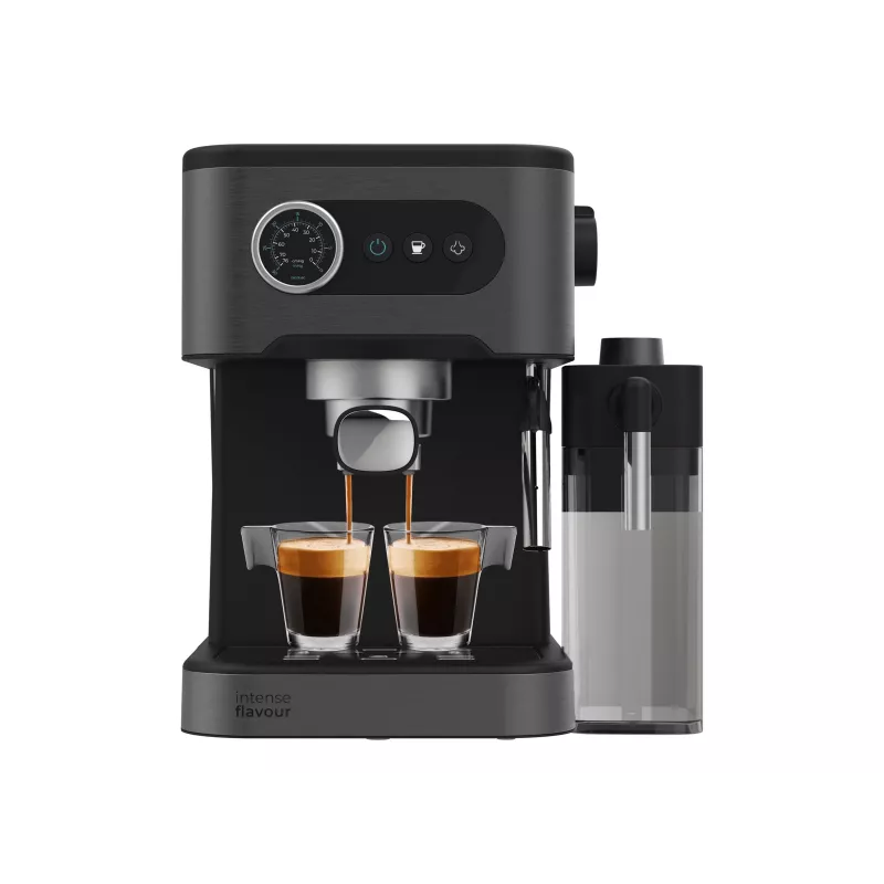 Cecotec Power Espresso 20 Pro Latte kohvimasin, 20 baari pumba rõhk, sisseehitatud piimavaht, poolautomaatne, must, 1350 W