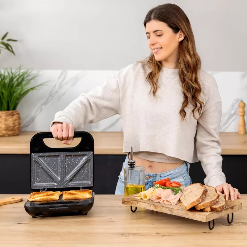 CECOTEC Rock'nToast Classic+ Võileivamasin (Roostevaba teras/must, 800 W, 2-le inimesele)