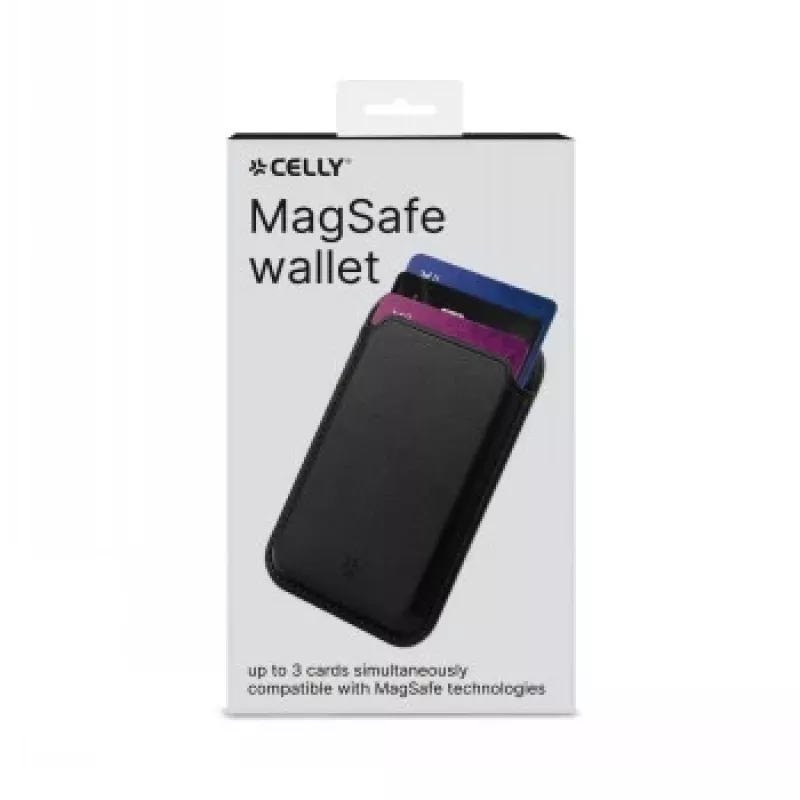 CELLY MAGWALLETBK MagSafe magnetiline rahakott RFID blokeeringuga, must