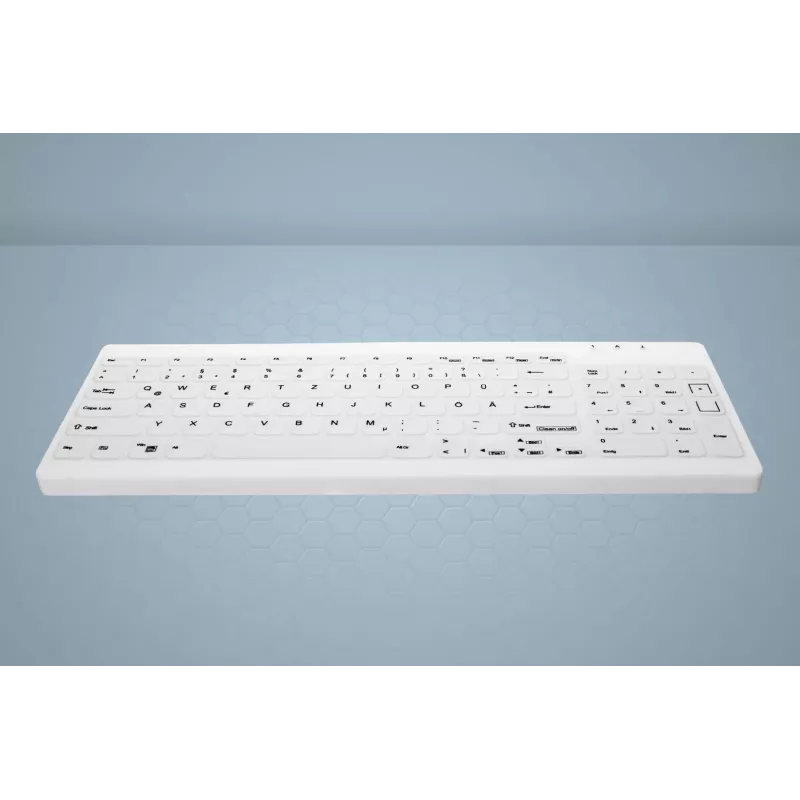 CHERRY Contour Active Key QuickClean AK-C7012 juhtmega klaviatuur, must, QWERTY, USB, CHERRY SX kääritehnoloogia, 105 klahvi, sihvakas disain, desinfitseeritav pind