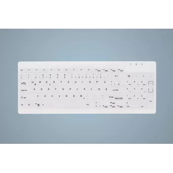 CHERRY Contour Active Key QuickClean AK-C7012 juhtmega klaviatuur, must, QWERTY, USB, CHERRY SX kääritehnoloogia, 105 klahvi, sihvakas disain, desinfitseeritav pind
