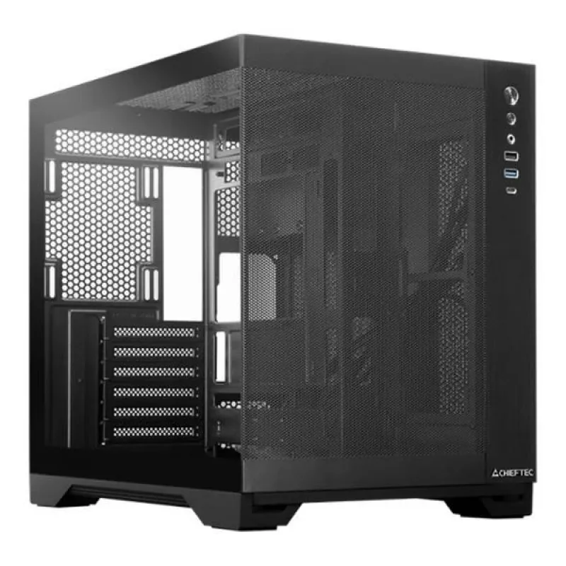 Chieftec VISIO AIR Fanless GM-30B-M-FL-OP Micro-ATX Tower Black Tempered Glass
