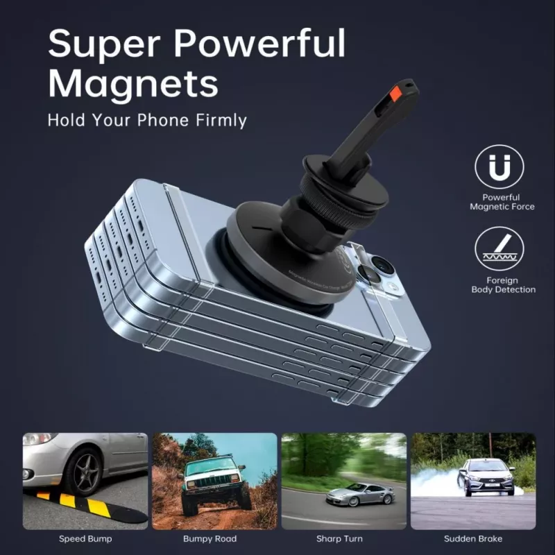 CHOETECH T204-F Magnetiline autohoidik 15W juhtmevaba laadimisega - Must