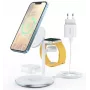 CHOETECH T585-F 3-in-1 juhtmevaba laadimisjaam iPhone'ile, AirPods Pro'le, Apple Watch'ile koos adapteriga, valge