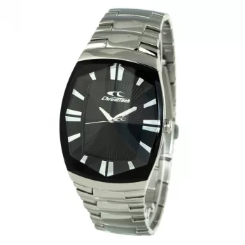 CHRONOTECH CT7065M-02M meeste analoogkvartskell 36mm roostevabast terasest musta numbrilaua ja hõbedase käevõruga