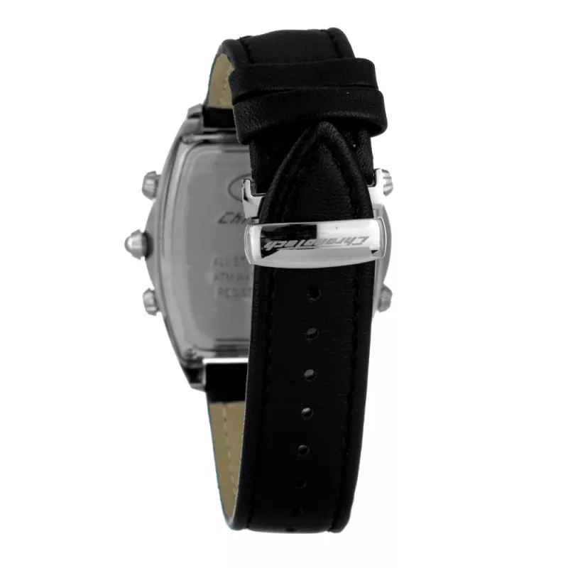 CHRONOTECH MAN CT7677M-02 Analoogkvartskell 45mm Musta Sihtnumbri ja Nahkrihmaga