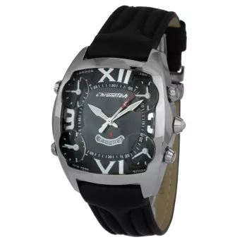 CHRONOTECH MAN CT7677M-02 Analoogkvartskell 45mm Musta Sihtnumbri ja Nahkrihmaga