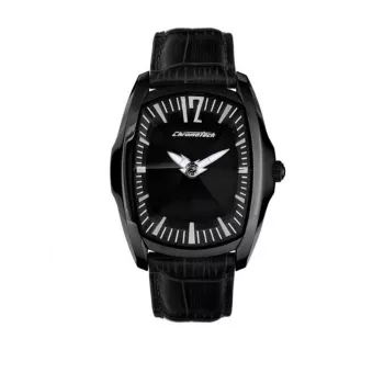 CHRONOTECH Meeste käekell CT7219M03 40mm Analoog Kvarts Roostevaba teras Must sihverplaat Nahkrihm