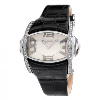 CHRONOTECH Woman CT7681M-30S Kvarts Analoogkell 48mm Musta Siibriga Nahkrihm