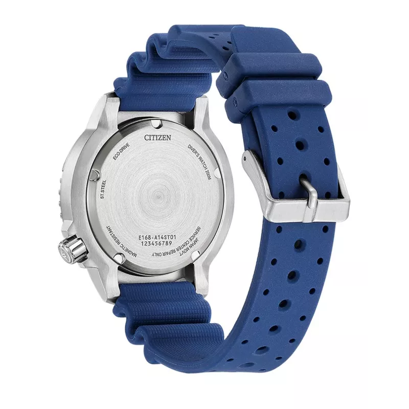 CITIZEN Promaster Diver Eco-Drive meeste käekell BN0168-06L 44mm sinise numbrilaua ja sinise polüuretaanist rihmaga