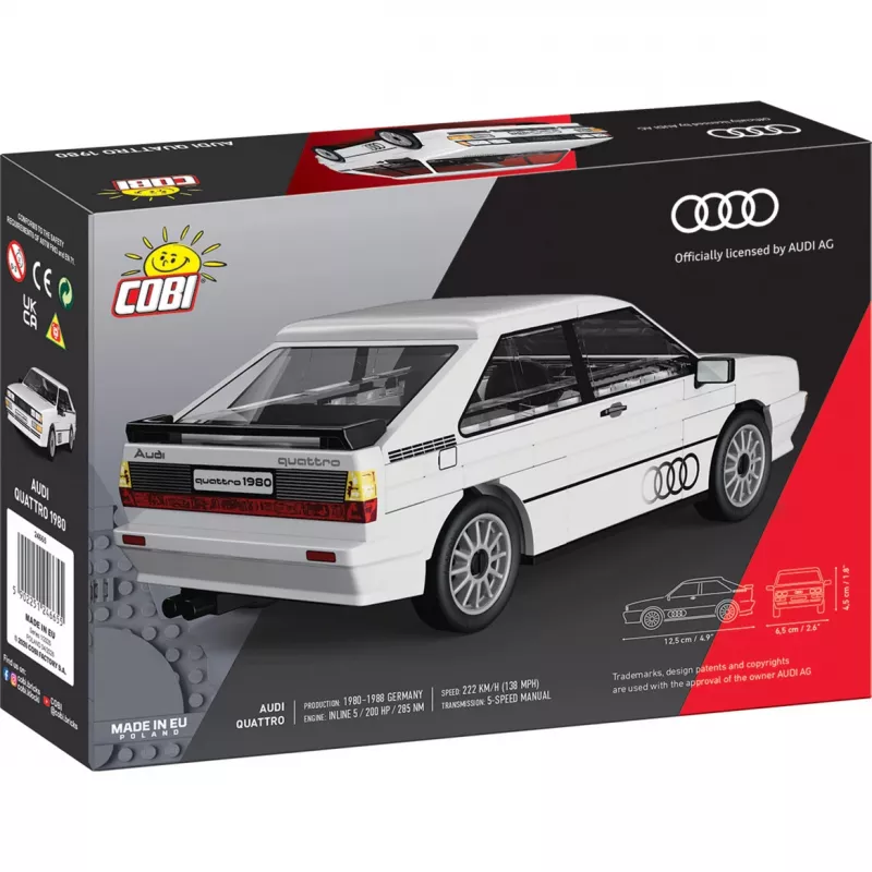 Cobi Audi Quattro 1980 Valge 1:35 Skaala Ehitusklotside Komplekt