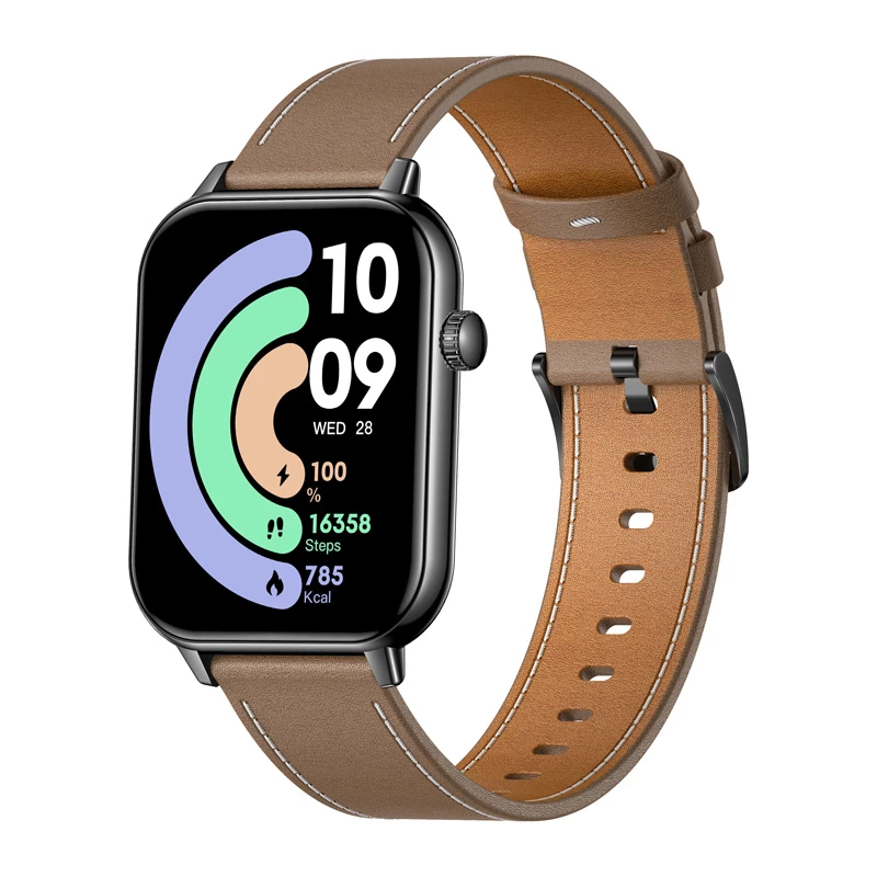 COLMI C28 Smartwatch – Must + Pruun Nahkrihm