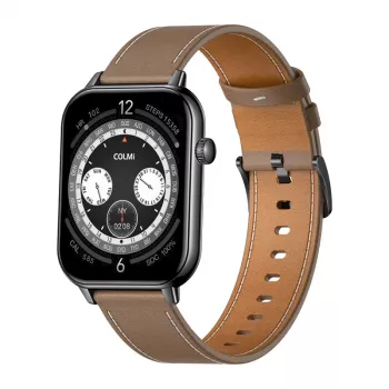 COLMI C28 Smartwatch – Must + Pruun Nahkrihm