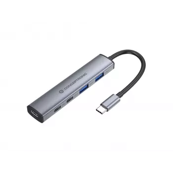 Conceptronic 4-in-1 USB-C Hub Dock 2x USB-C, 2x USB-A ja 100W PD - Hall