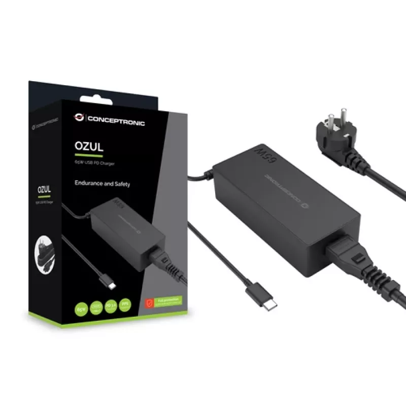 CONCEPTRONIC 65W GaN USB-C laadija, 1 pordiga, PD3.0/PPS, must