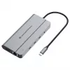 Conceptronic DONN34G 10-in-1 USB 3.2 Gen 2 MST dokkimisjaam, 4K60Hz HDMI, 8K30Hz DisplayPort, GbE, USB-C 10Gbps x 3, USB-A 480Mbps x 2, Audio, 100W USB PD