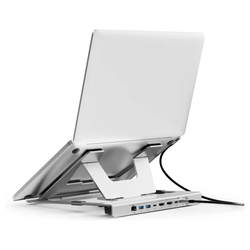 Conceptronic DONN35S sülearvuti alus 7-in-1 USB-C dokkimisjaamaga, Dual HDMI 4K60Hz, GbE, USB-C 5Gbps, 2x USB-A, 100W PD, hõbedane