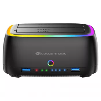 Conceptronic DONN36B 2-Bay SATA HDD/SSD Dokkimisjaam, USB 3.0, 2x USB-A, Must