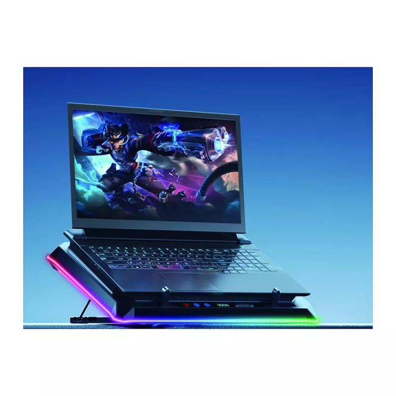 Conceptronic THYIA03B USB-C sülearvuti jahutusalus koos telefoni hoidikuga, RGB, 12V