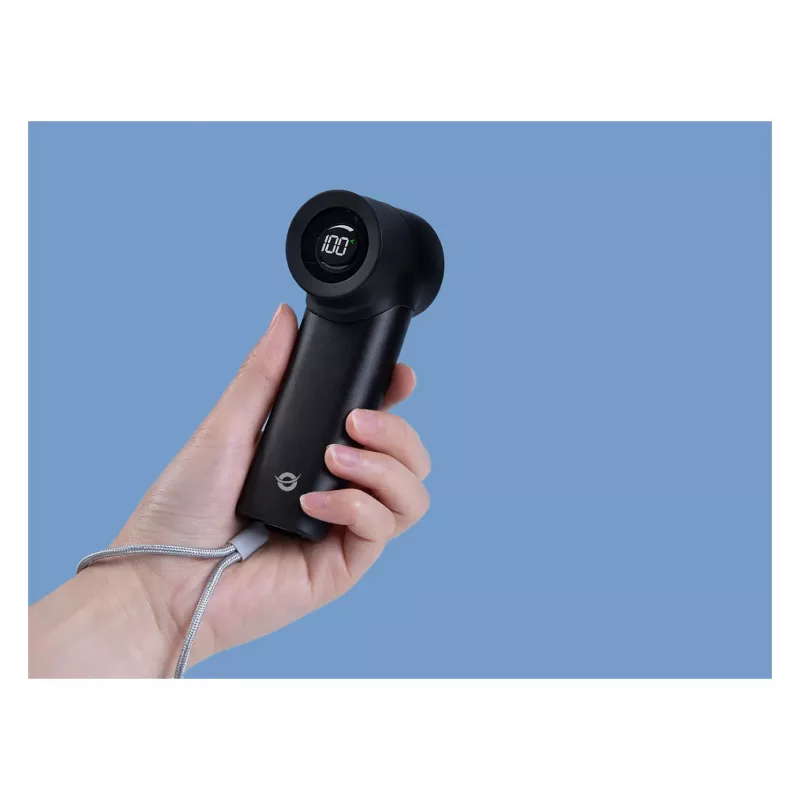 CONCEPTRONIC Turbo käeshoitav ventilaator must USB-C kuni USB-A alumiinium 5V 3-kiiruseline laetav 2000mAh