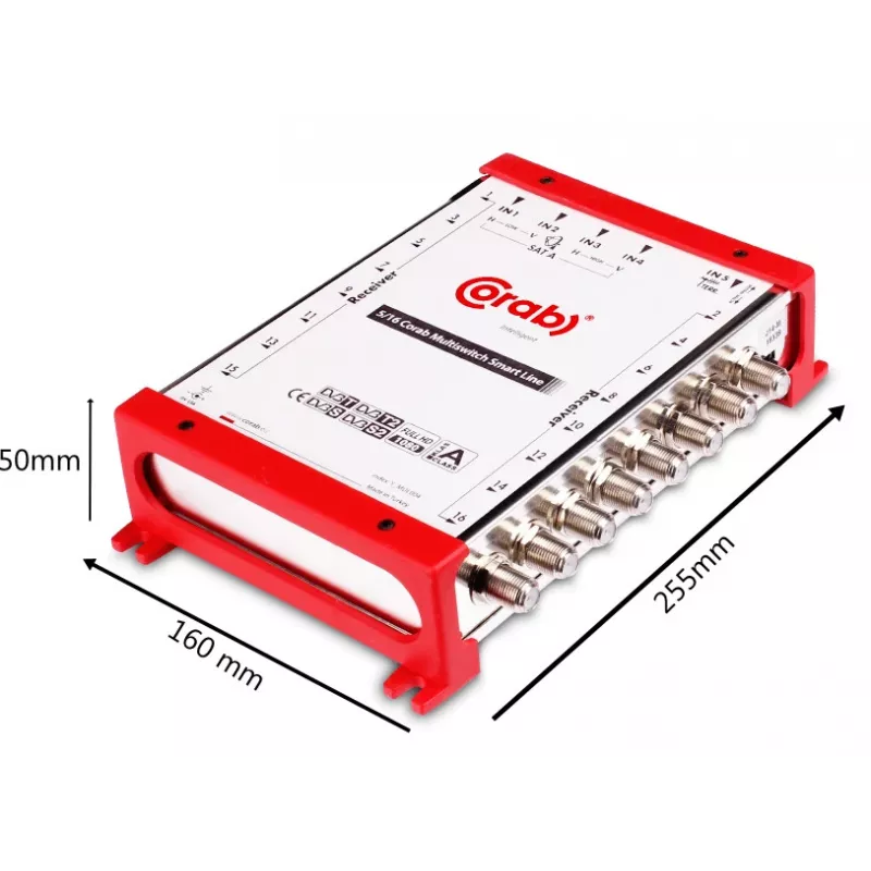 CORAB Multiswitch Smart Line 5/16 – 16-väljundiga satelliit- ja maapealse levijaotuse lüliti, DiSEqC 2.0, 950-2150 MHz