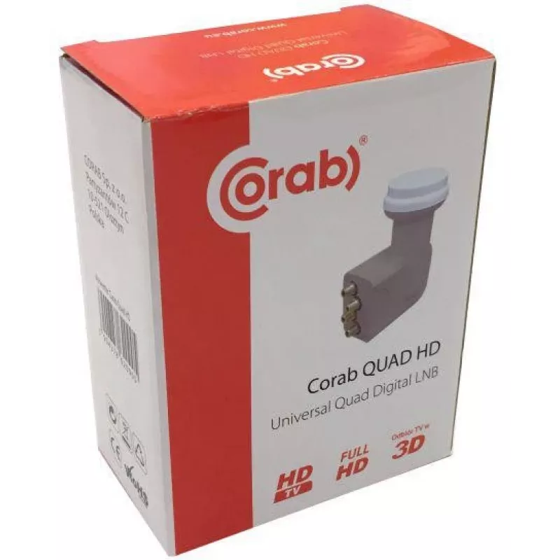 CORAB Universal Quad LNB – 4 väljundit, 0,1 dB müratase, 40 mm feedhorn