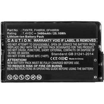 CoreParts MBXDE-BA0184 asendusaku Dell Latitude 12 7202 / 7202 Rugged Tabletile - 7.6V 3400mAh 25.84Wh Li-Ion 2-rakuline must