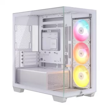 CORSAIR 2800X RS-R ARGB Micro-ATX Dual Chamber Cube Case, White, with Panoramic Tempered Glass and 2x LL120 RGB Fans